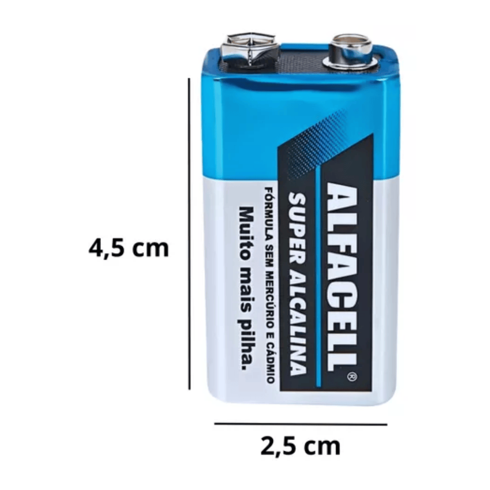 Bateria 9V Alcalina 1 Unidade Alfacell | 6LR61/1B