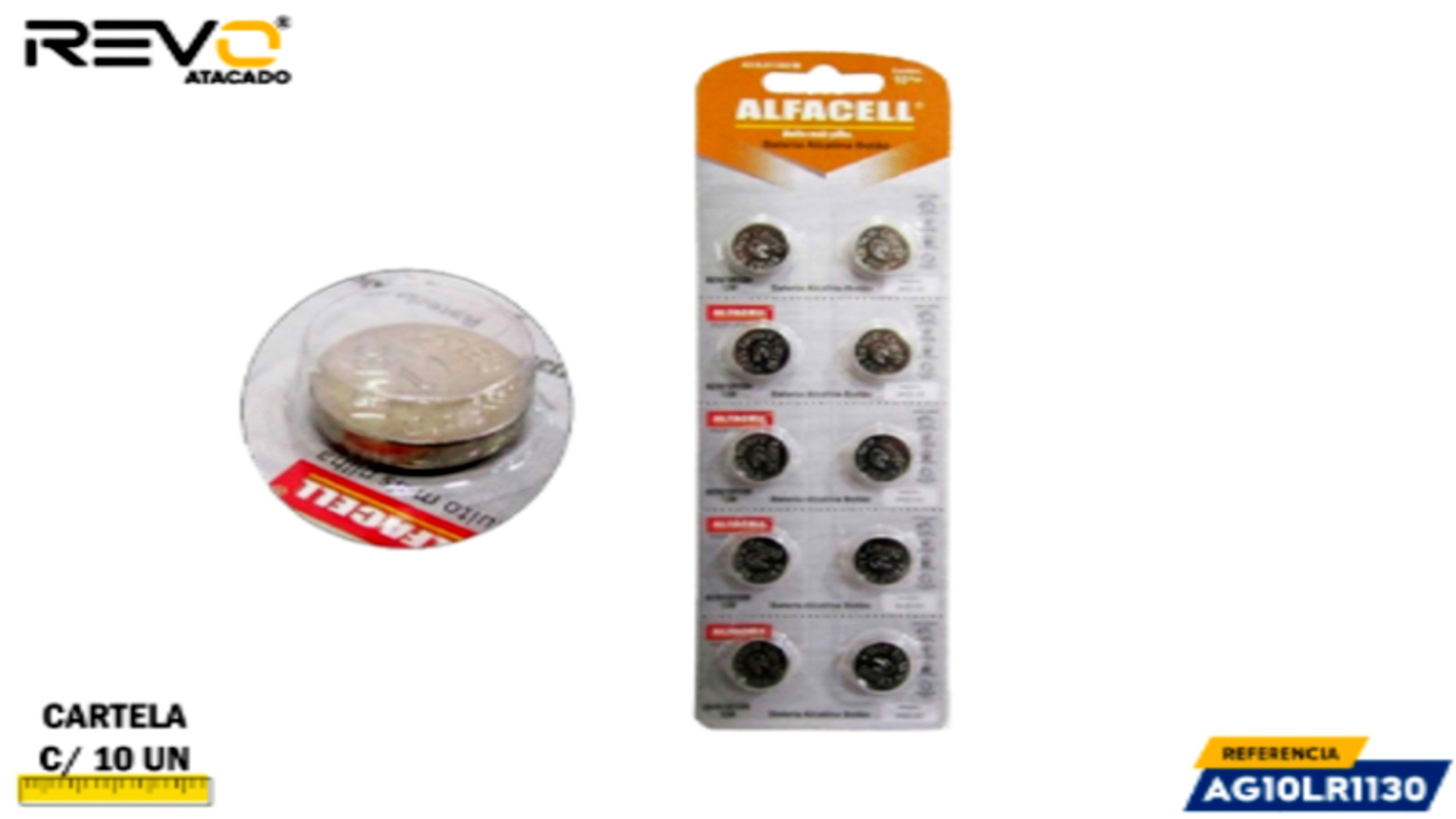 9.1 BATERIA AG10 ALCALINA CARTELA C/ 10 - AG10/LR1130