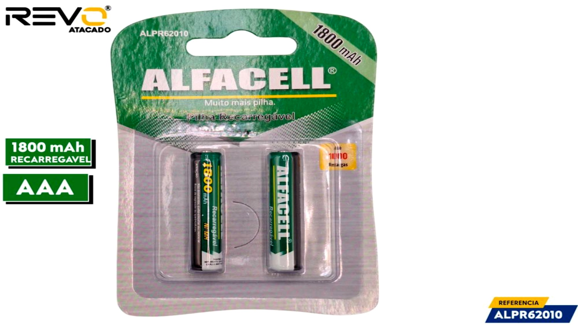 Pilha AAA Recarregavel 1.800 mAhCartela Com 2 Alfacell | ALPR62010