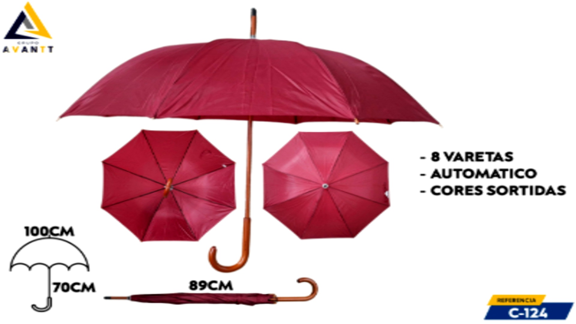 5.1 GUARDA CHUVA LISO CURVO MADEIRA - C-124