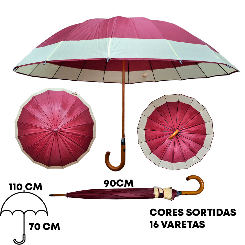 Guarda Chuva 16 V Barrado Bege | F1675DM