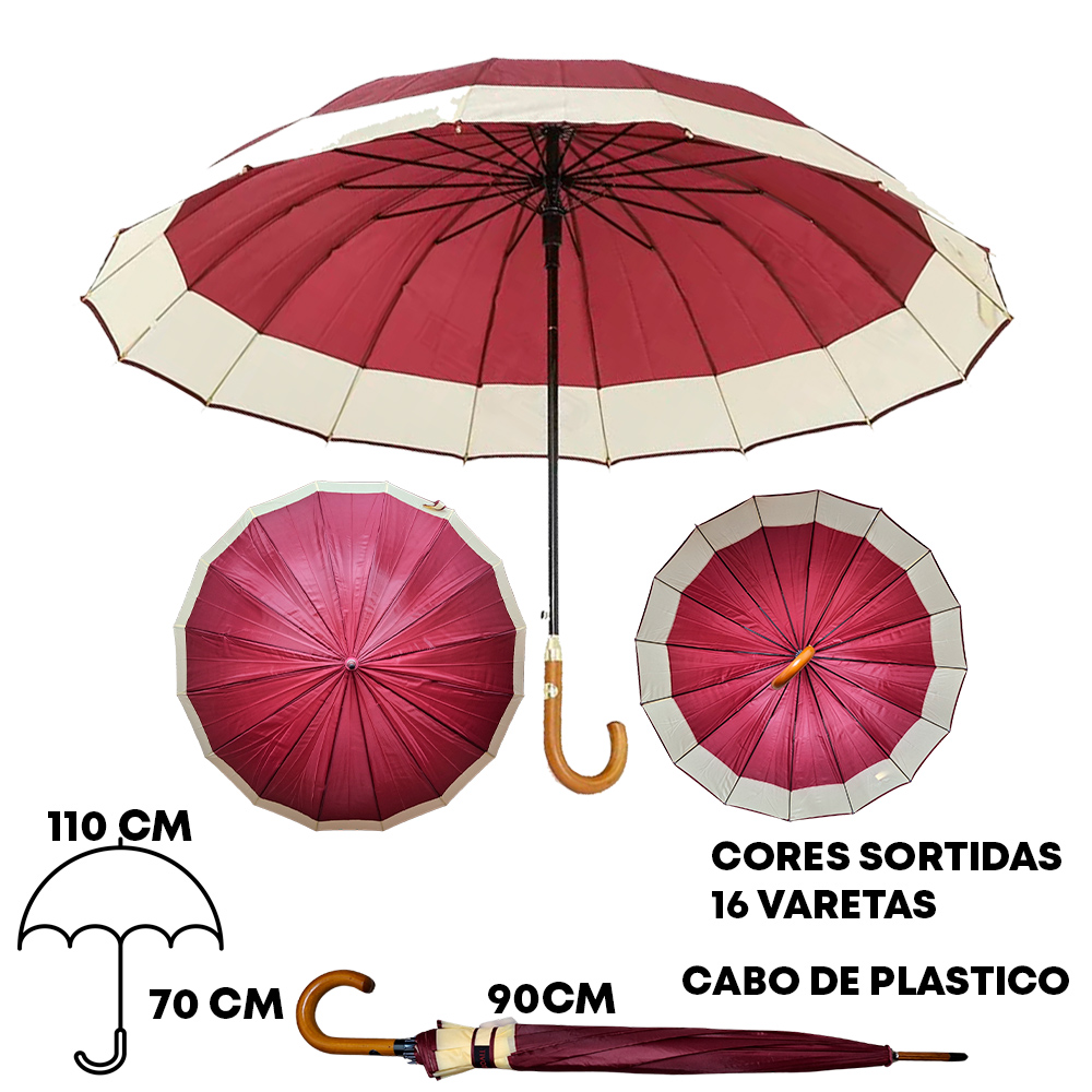 5.1 GUARDA CHUVA 16 VARETAS BARRADO BEGE - F1675SX