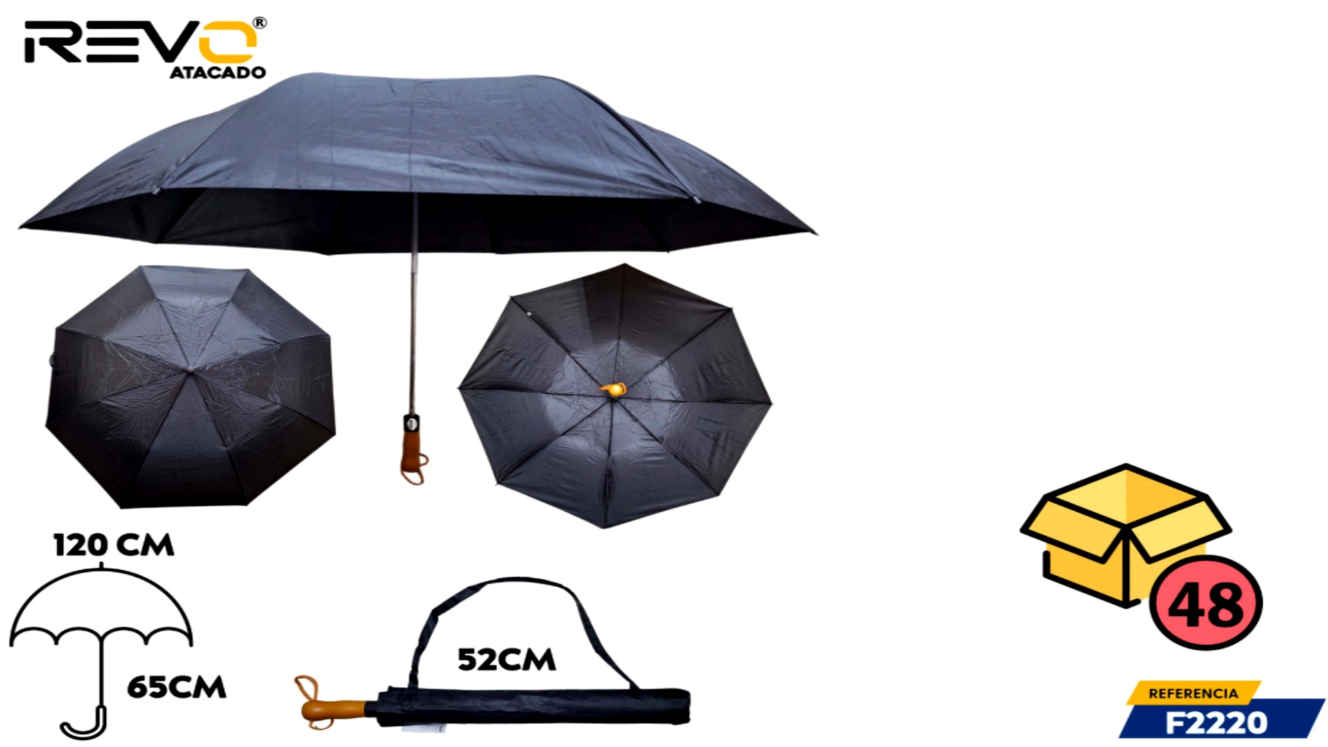 Guarda Chuva Preto Bastão Nan | F2220