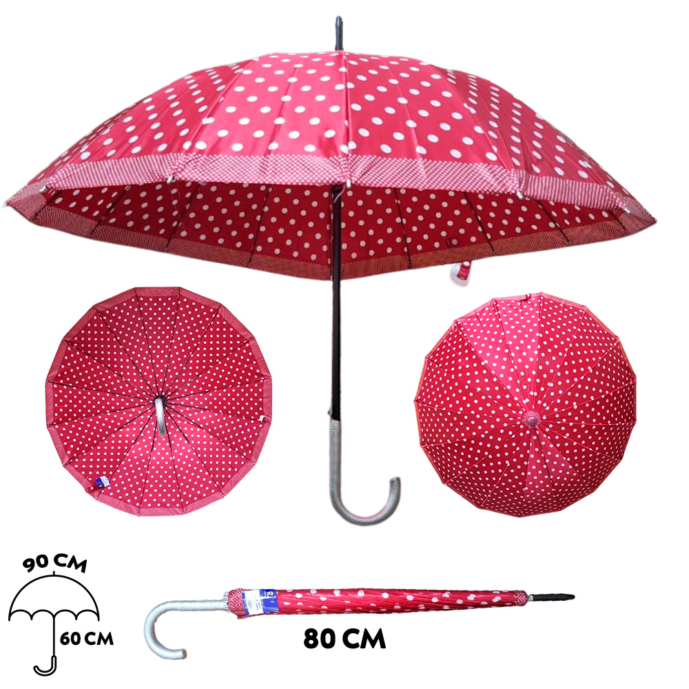 Sombrinha 16 Varetas Cetim Bolinha | F5088-16