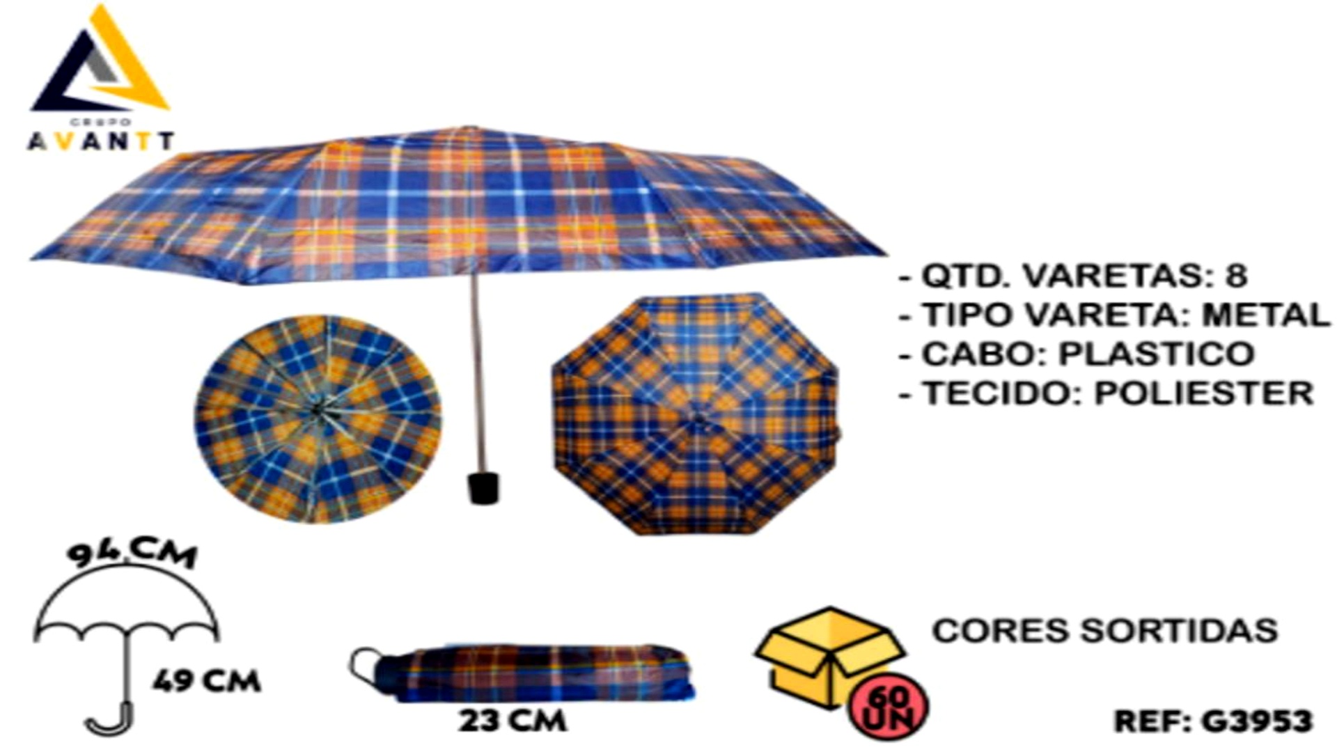 Sombrinha Xadrez Dobravel Pequena | G3953