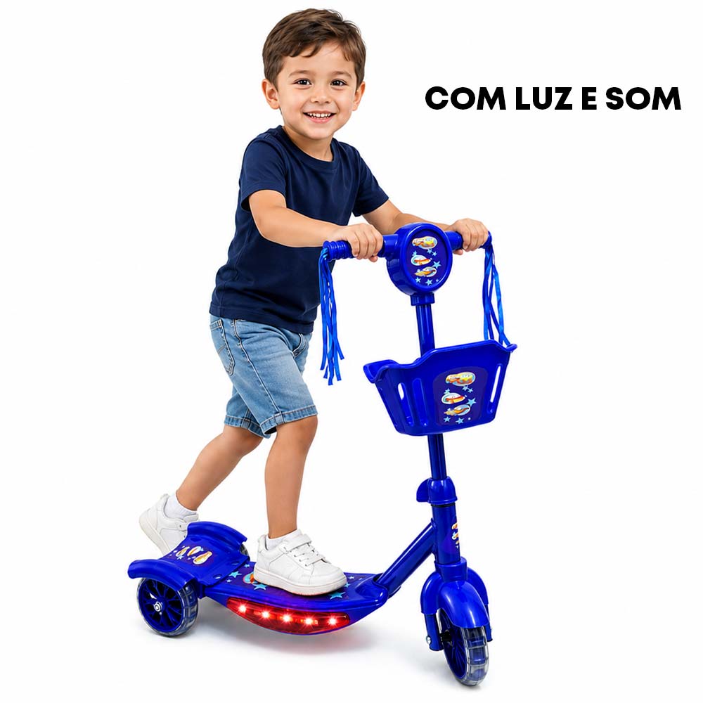 Patinete Infantil Azul Com Luz E Som | KO1012