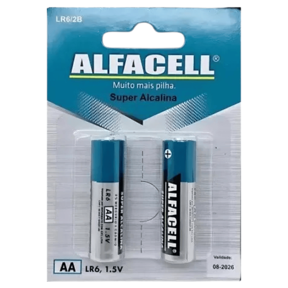 Pilha AA Alcalina 1.5V Cartela Com 2 Alfacell | LR6/2B
