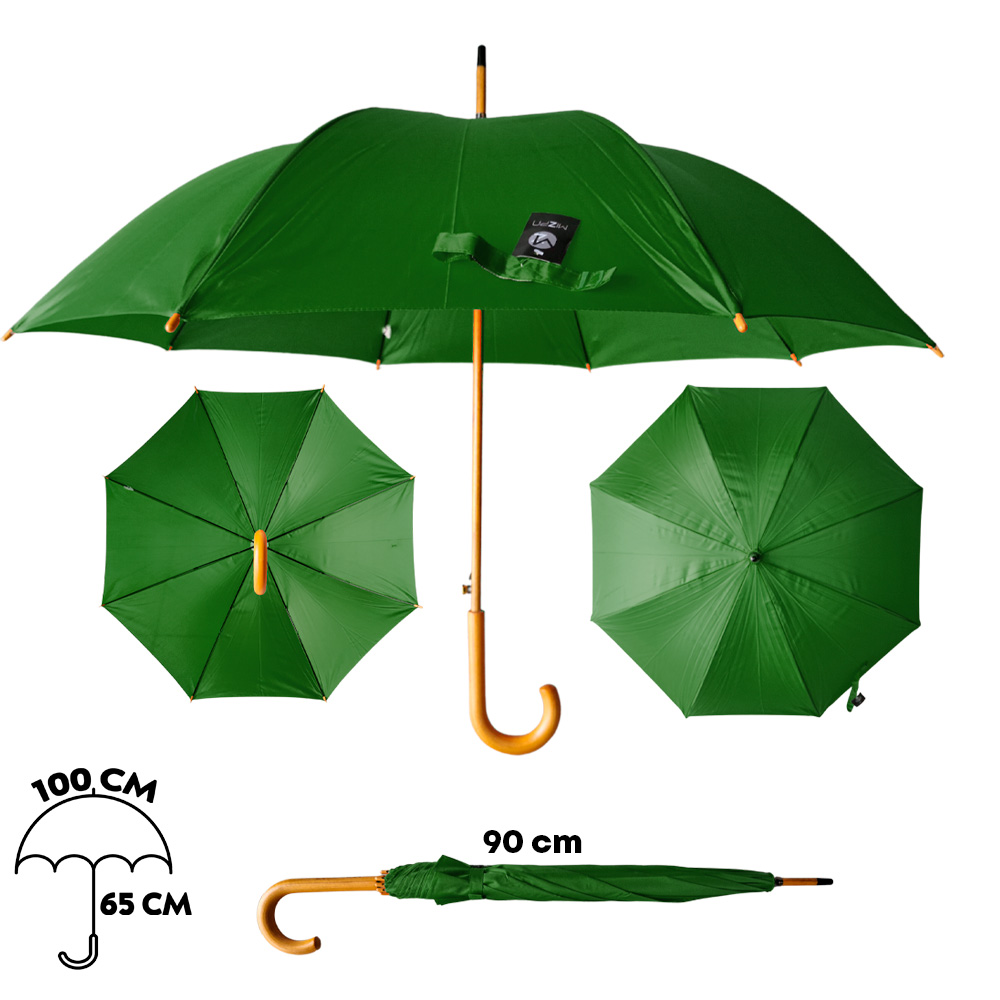 Guarda Chuva Verde Musgo Cabo Madeira Mizpa | MZ-016
