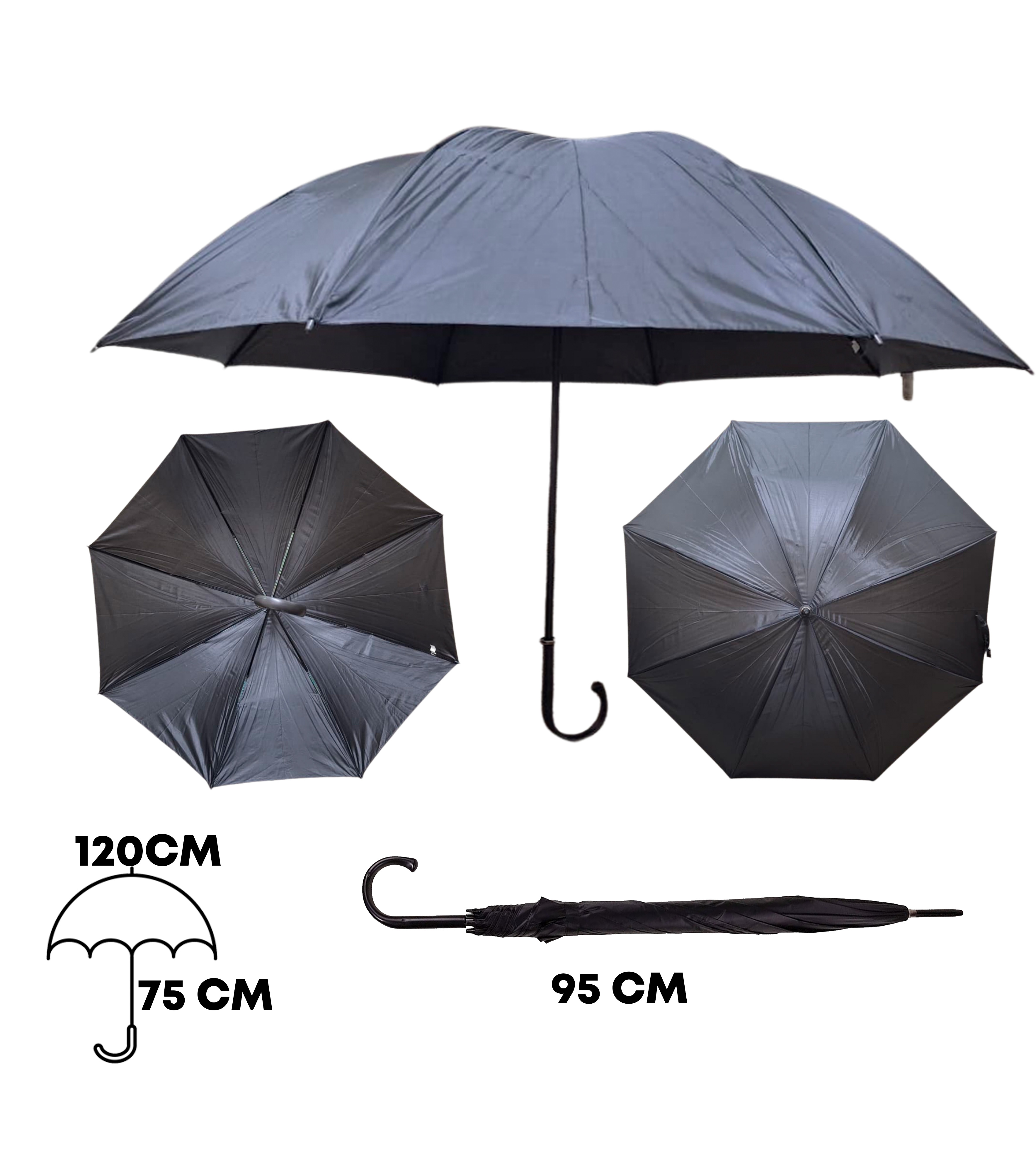 Guarda Chuva Preto Curvo V Dupla Mizpa | MZ-045