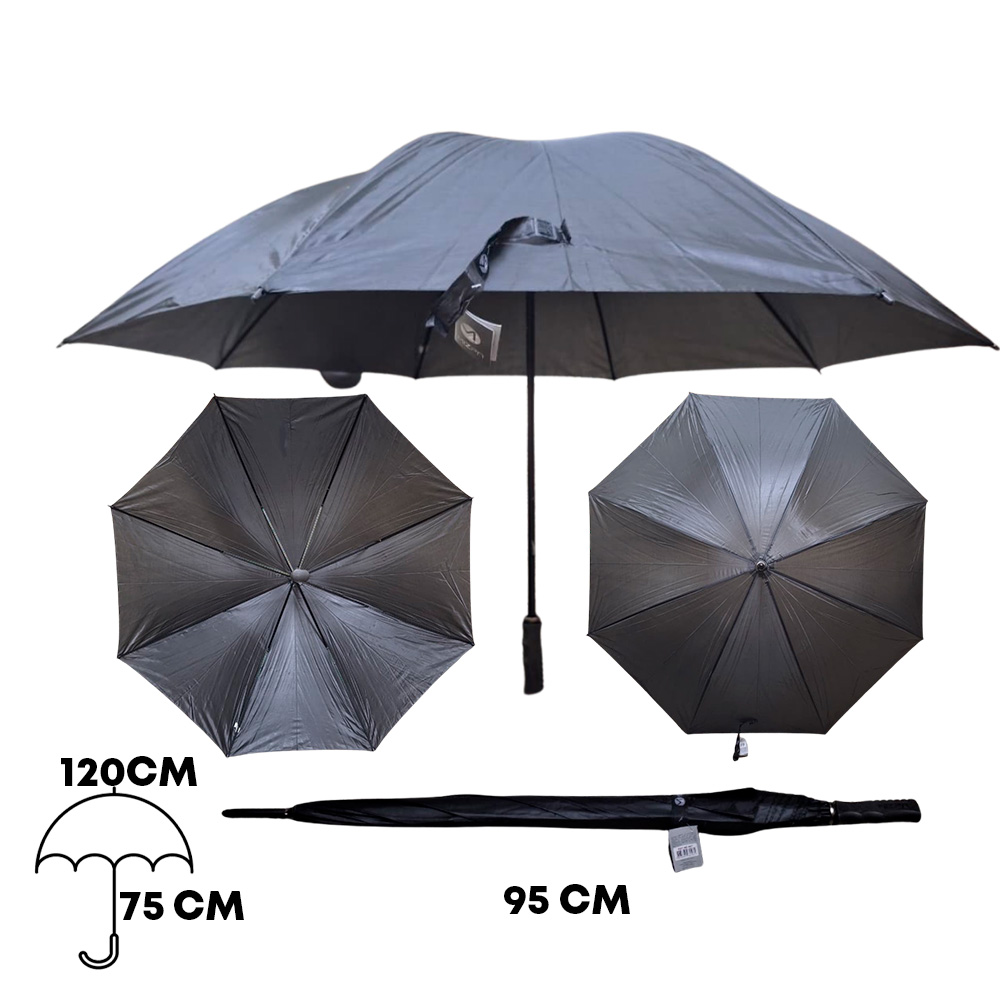 Guarda Chuva Preto Reto Vareta Dupla | MZ-047