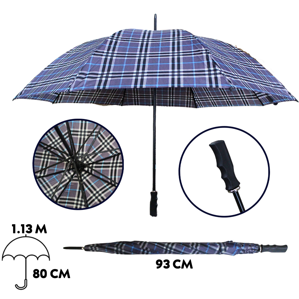 Guarda Chuva Xadrez Reto Vareta Dupla Mizpa | MZ-403