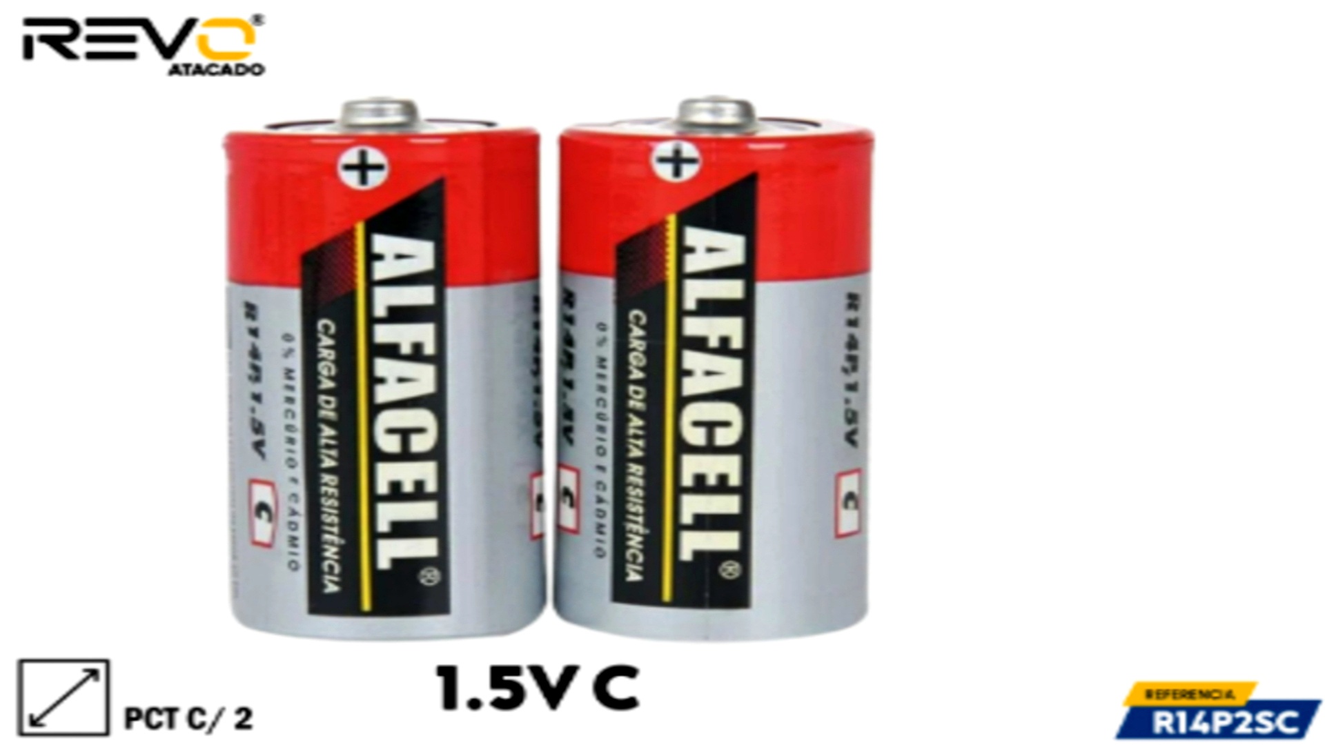 Pilha C 1.5V Cartela Com 2 Alfacell | R14P/2SC